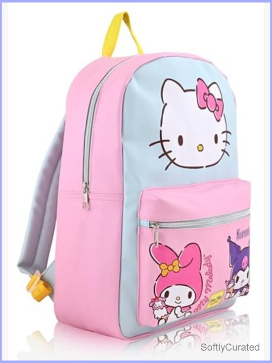Sanrio Hello Kitty Backpack - Large PU Leather Travel Backpack for School